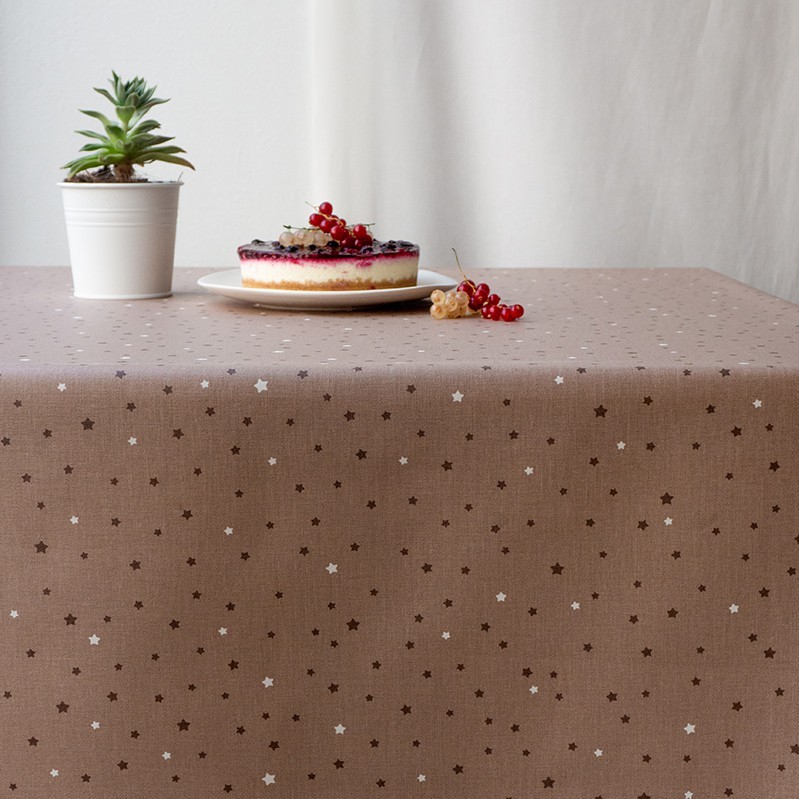 Nappe enduite rectangle 160 x 300 cm taupe (photo) Nappe enduite rectangle 160 x 300 cm taupe
