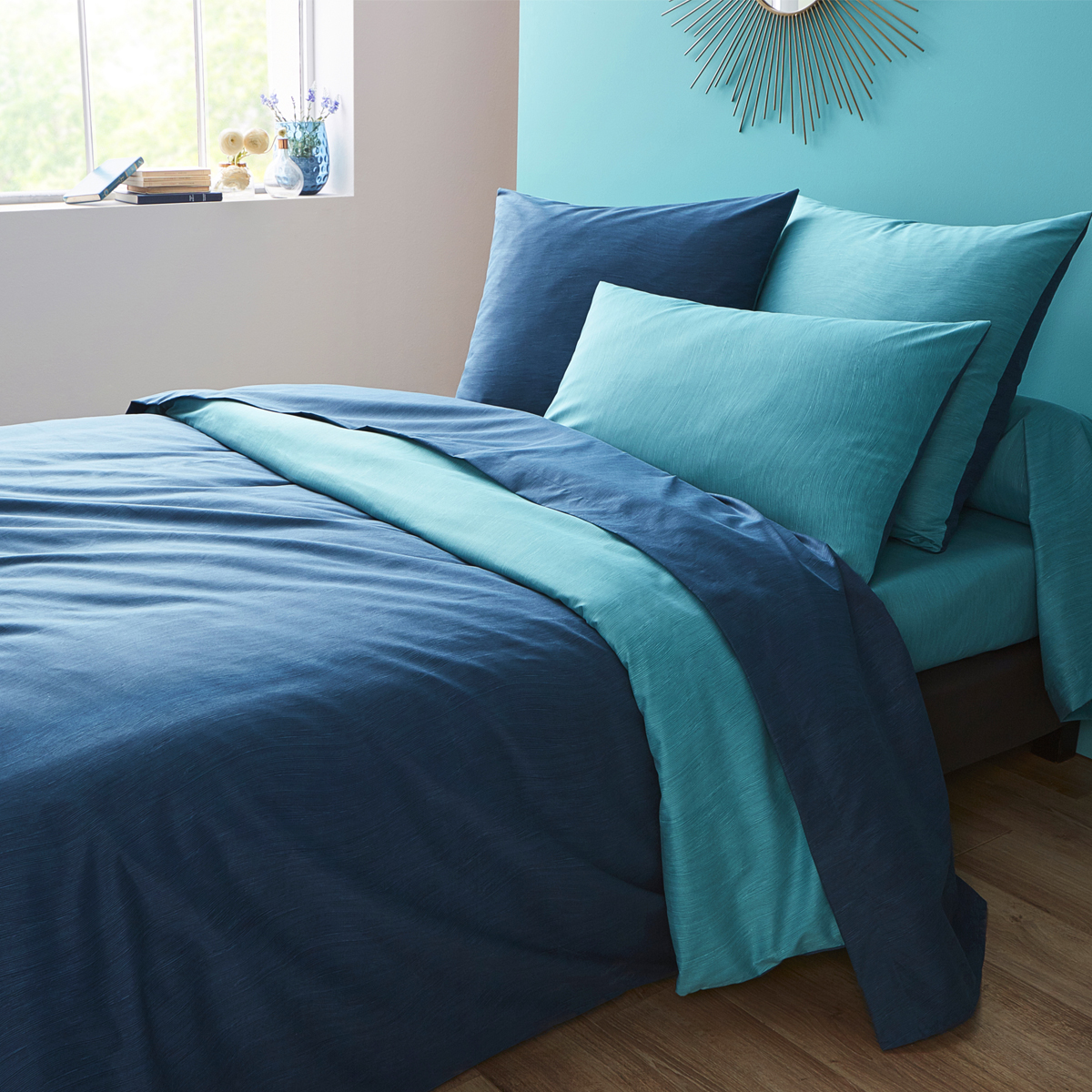 Housse de couette en microfibre bleu 200x200