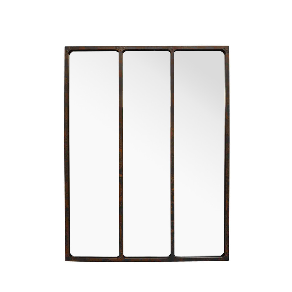 Miroir verriÃ¨re industriel 90x120 mÃ©tal oxydÃ©