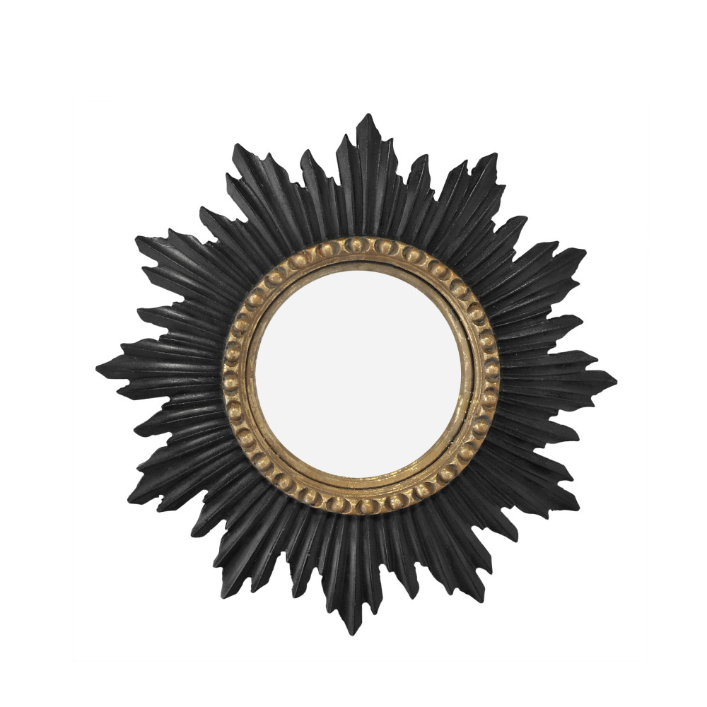 Miroir soleil D33 cm noir / or