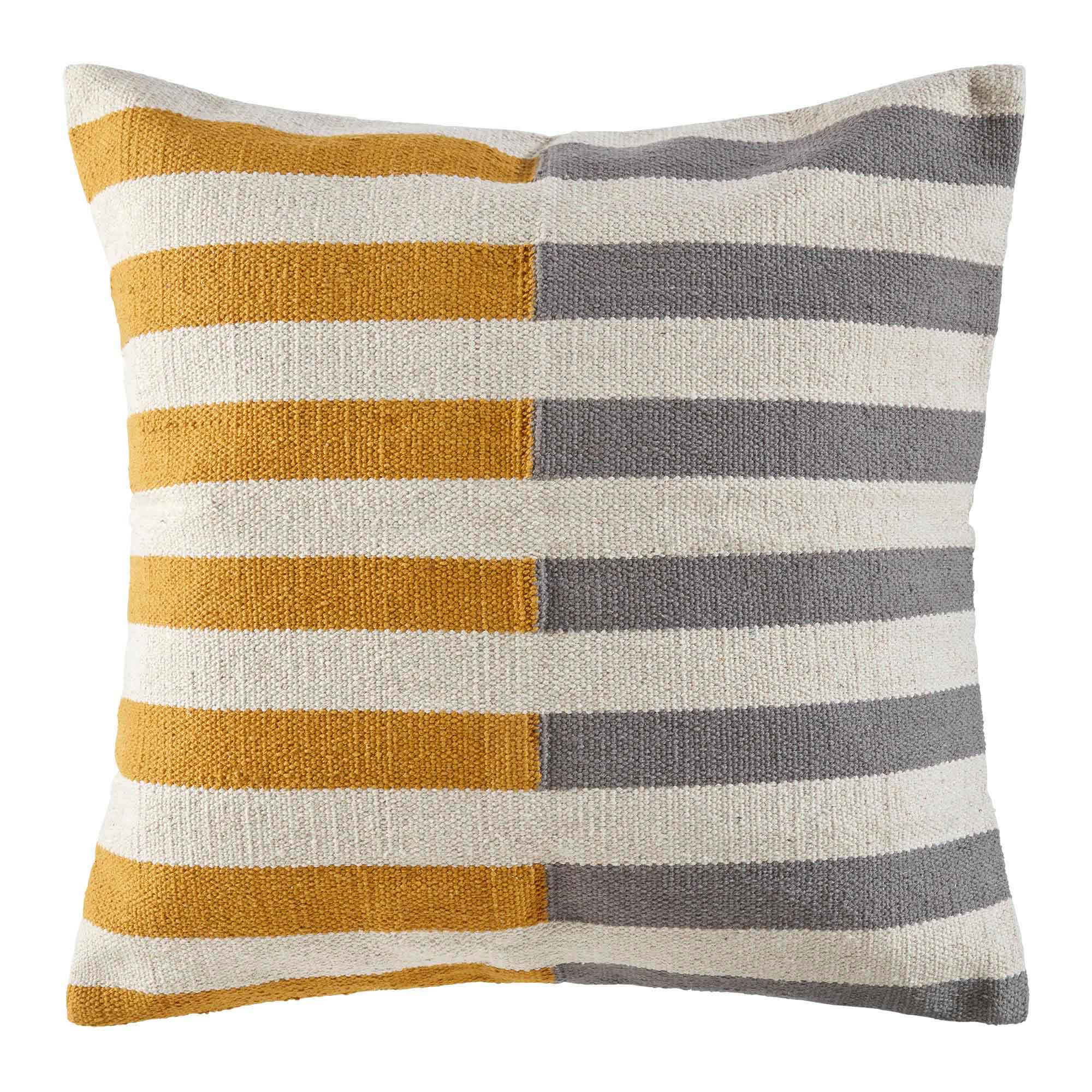 Housse de coussin en Coton Gris bleu et jaune 60x60 cm