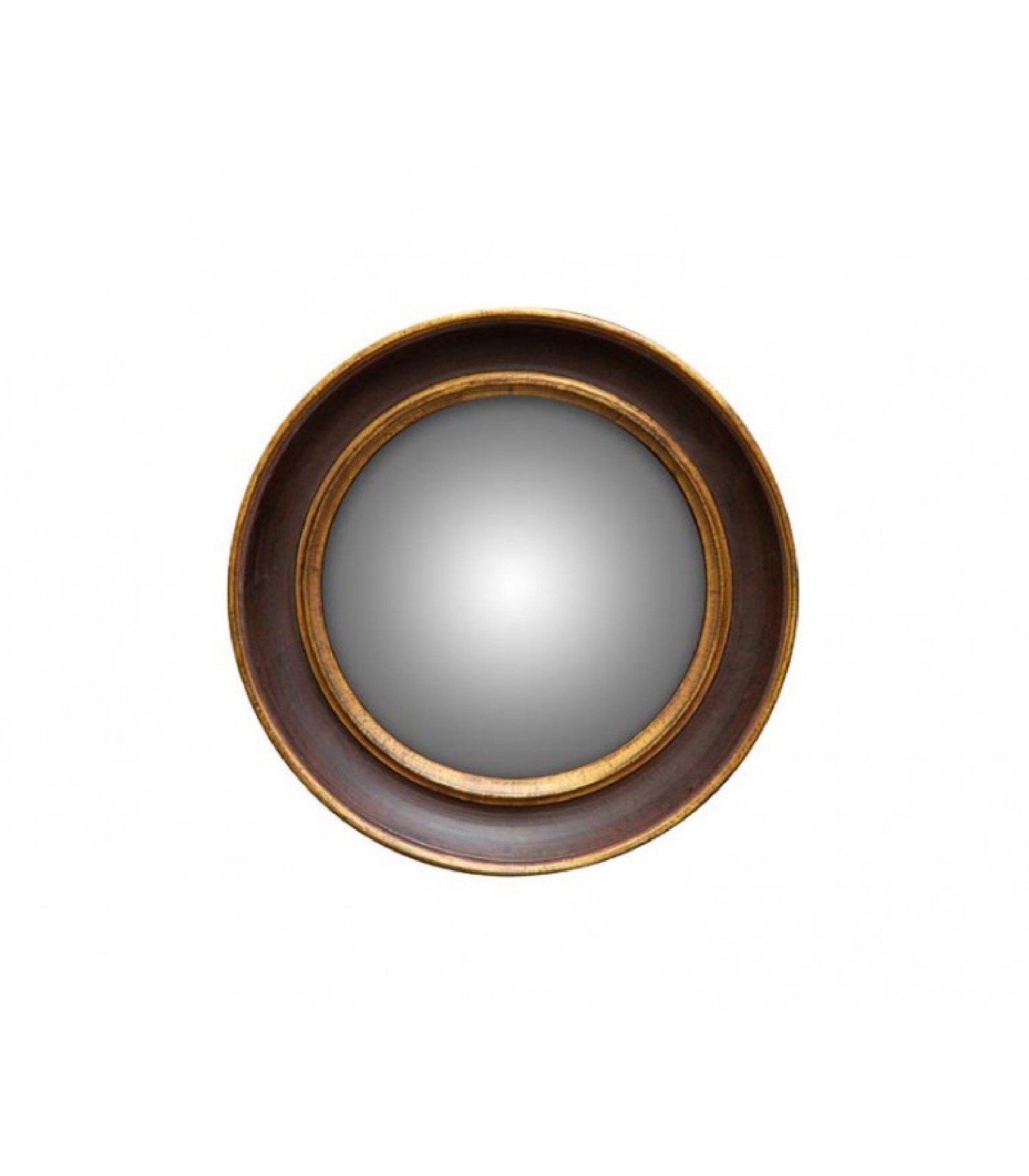 Miroir mural rond résine marron et doré D17,5cm (photo) Miroir mural rond résine marron et doré D17,5cm