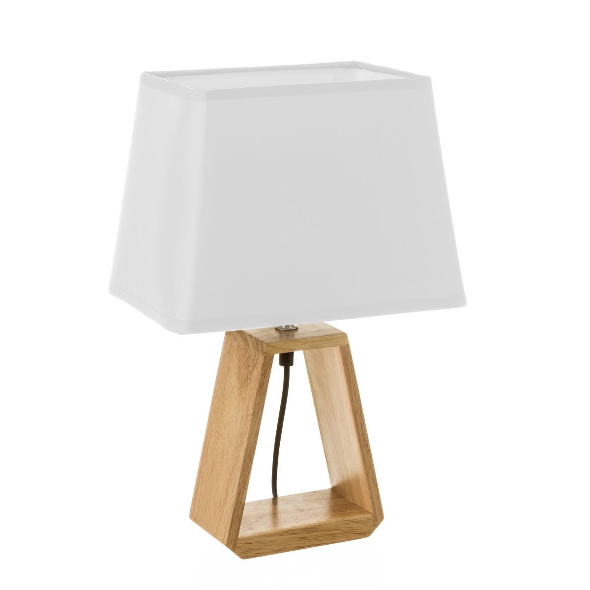 Lampe à poser bois abat-jour blanc H41cm Lampe à poser bois abat-jour blanc H41cm