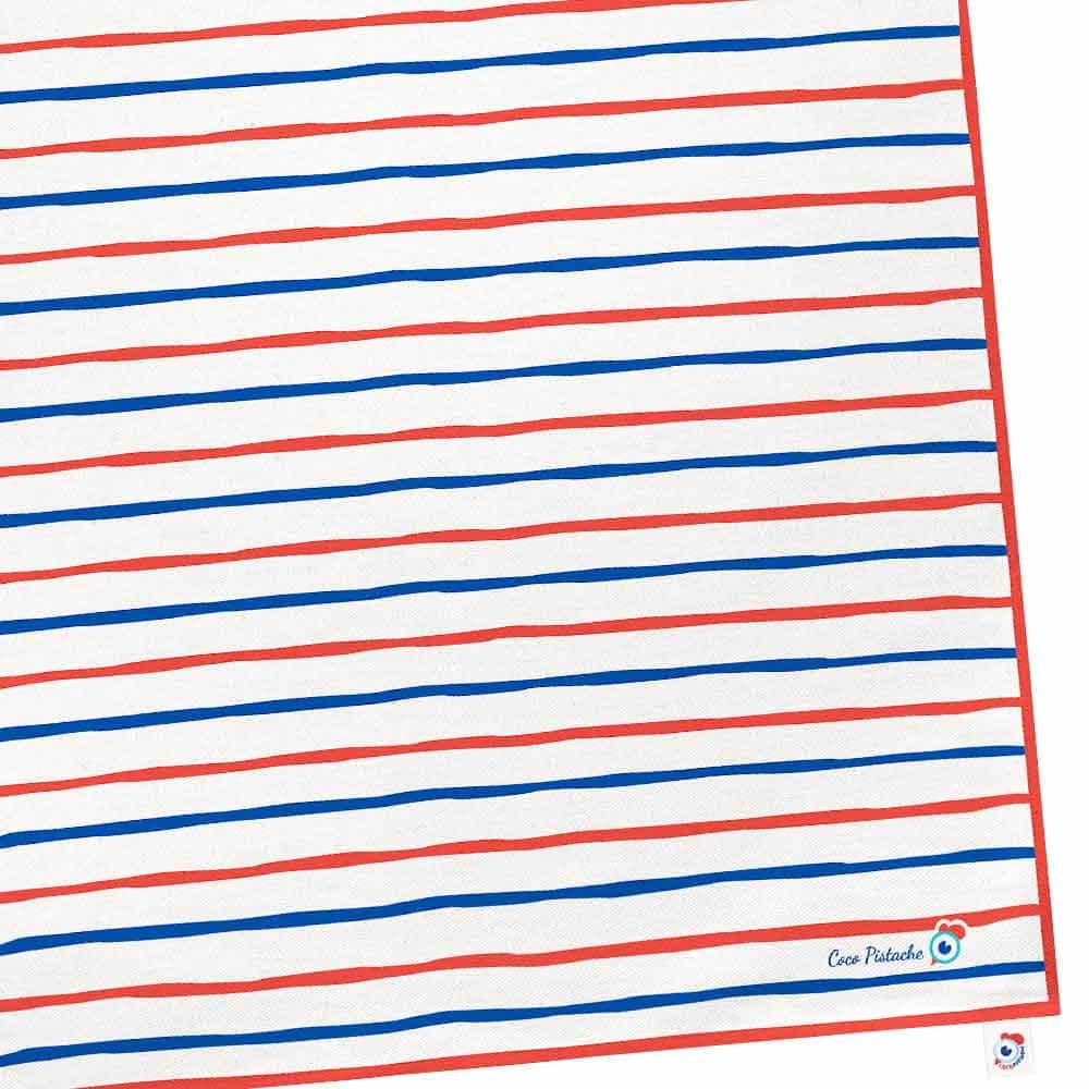 Torchon coton tricolore marinière 60x40 Torchon coton tricolore marinière 60x40