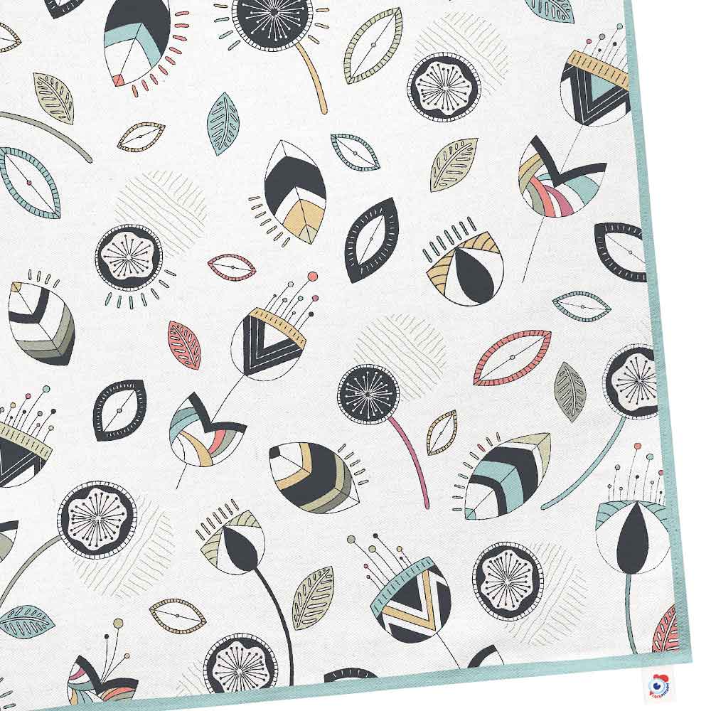 Torchon coton pastel imprimé floral 60x40 Torchon coton pastel imprimé floral 60x40
