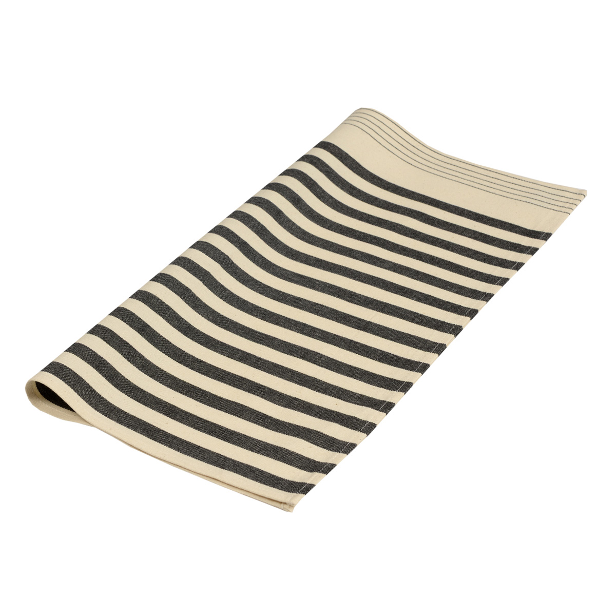 Serviette de table en coton ecru noir 50x50cm (photo) Serviette de table en coton ecru noir 50x50cm