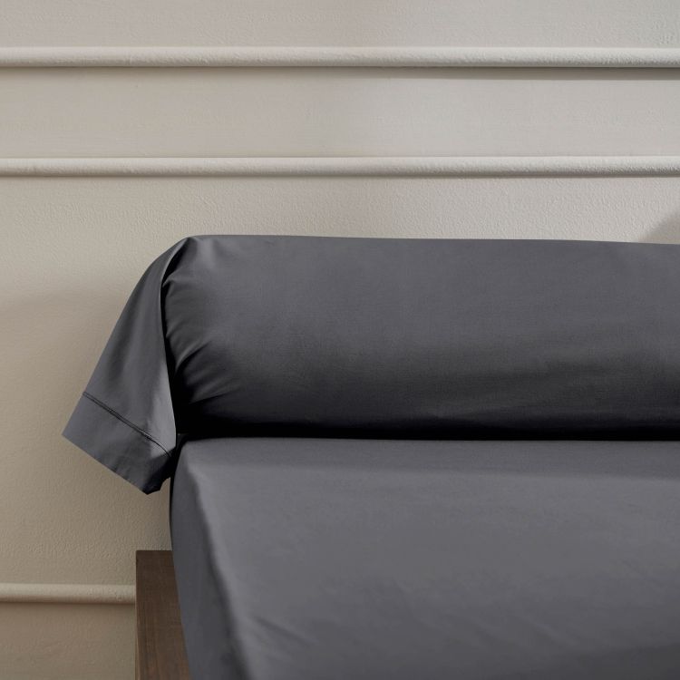 Taie de traversin en percale anthracite 140 Taie de traversin en percale anthracite 140