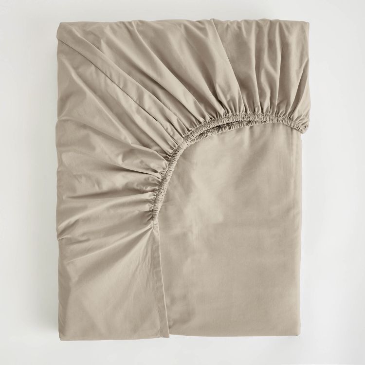 Drap housse en percale beige 180x200 Drap housse en percale beige 180x200