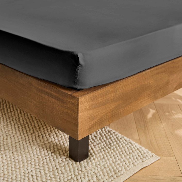 Drap housse grands bonnets percale anthracite 200x200 Drap housse grands bonnets percale anthracite 200x200