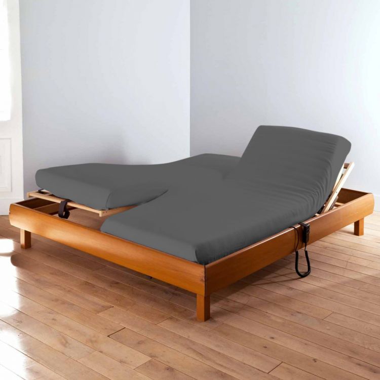 Drap housse en percale anthracite 180x200 Drap housse en percale anthracite 180x200
