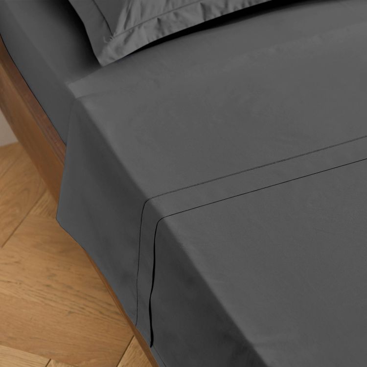 Drap plat en percale anthracite 180X290 cm cm Drap plat en percale anthracite 180X290 cm cm