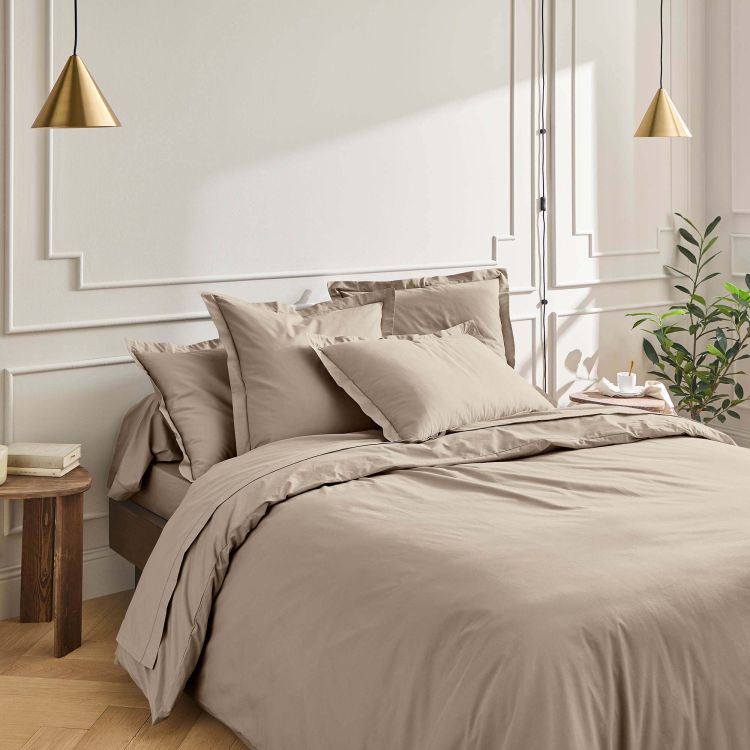 Housse de couette en percale beige 140x200
