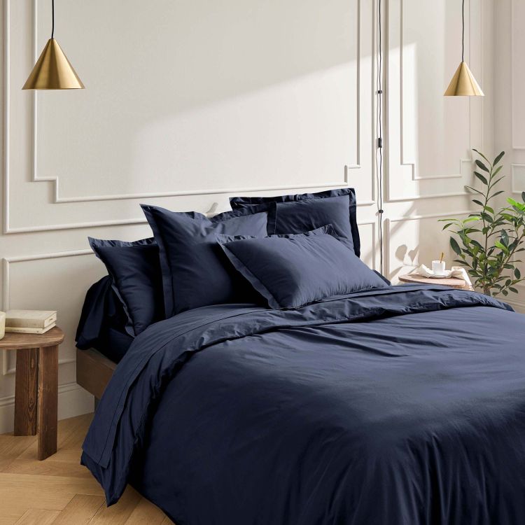 Housse de couette en percale bleu 140x200