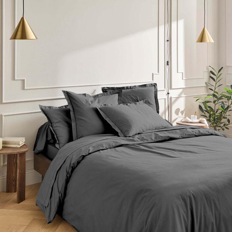 Housse de couette en percale anthracite 200x200