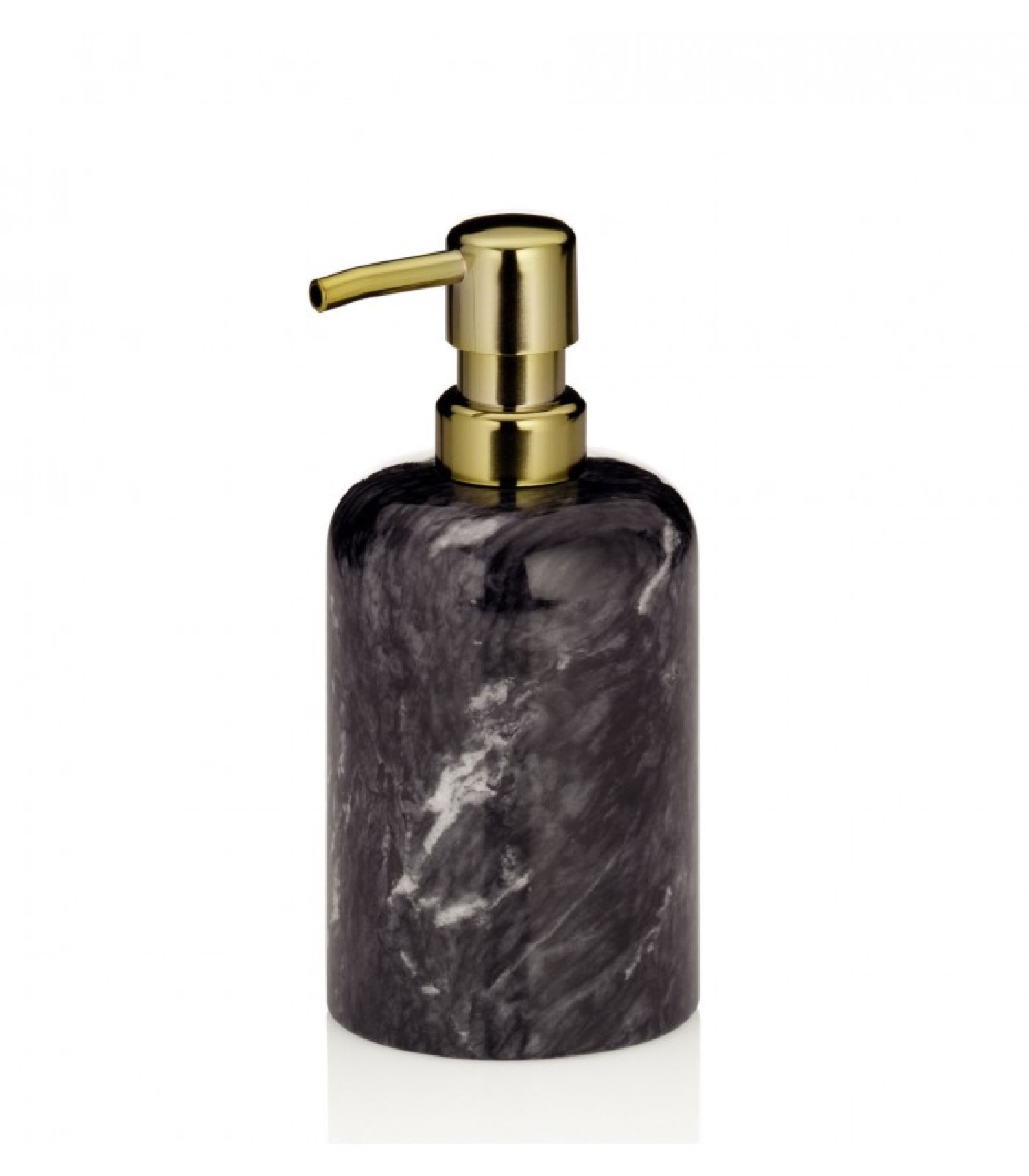 Distributeur de savon en marbre noir et métal doré