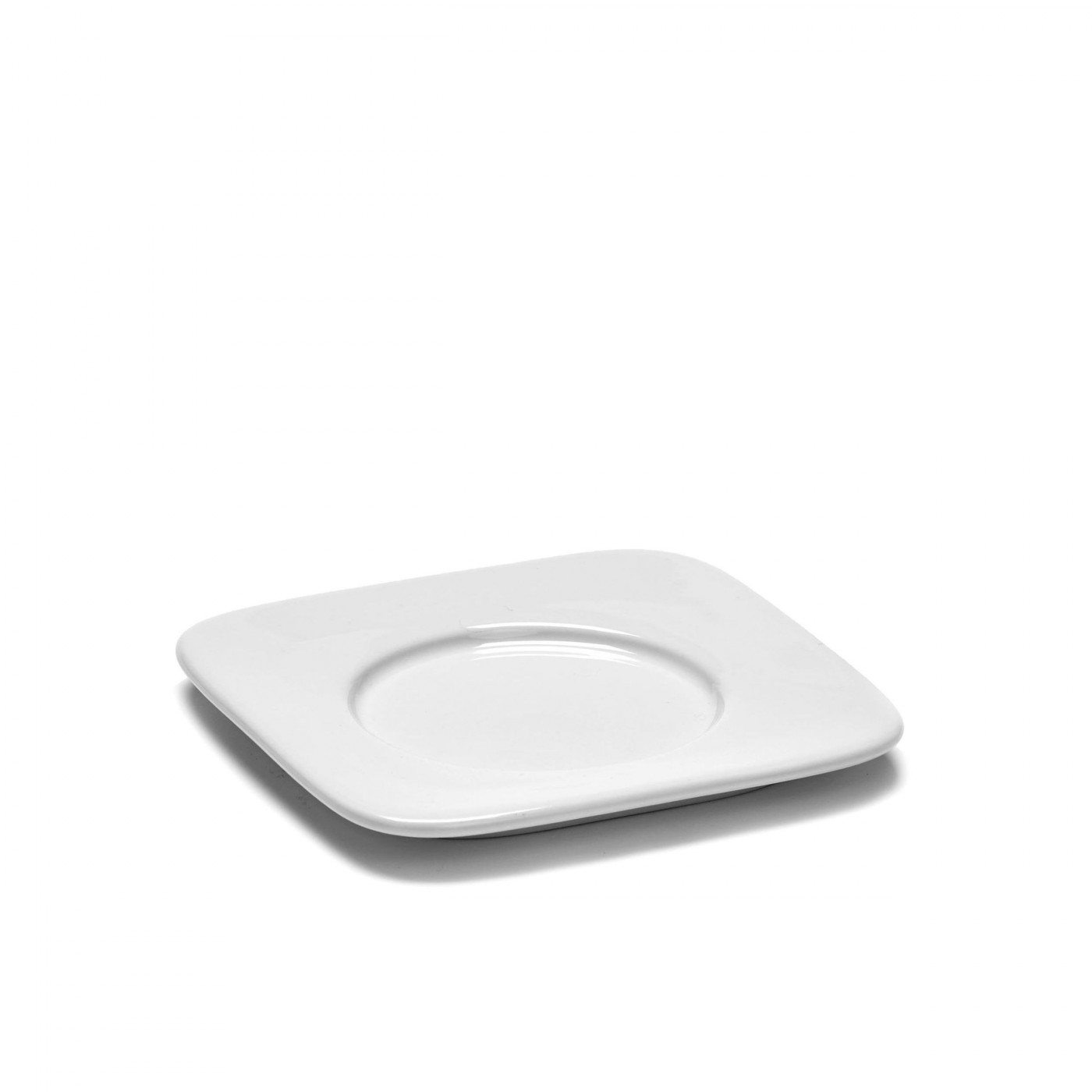 Soucoupe carrée expresso en porcelaine blanche 9,9x9,9cm