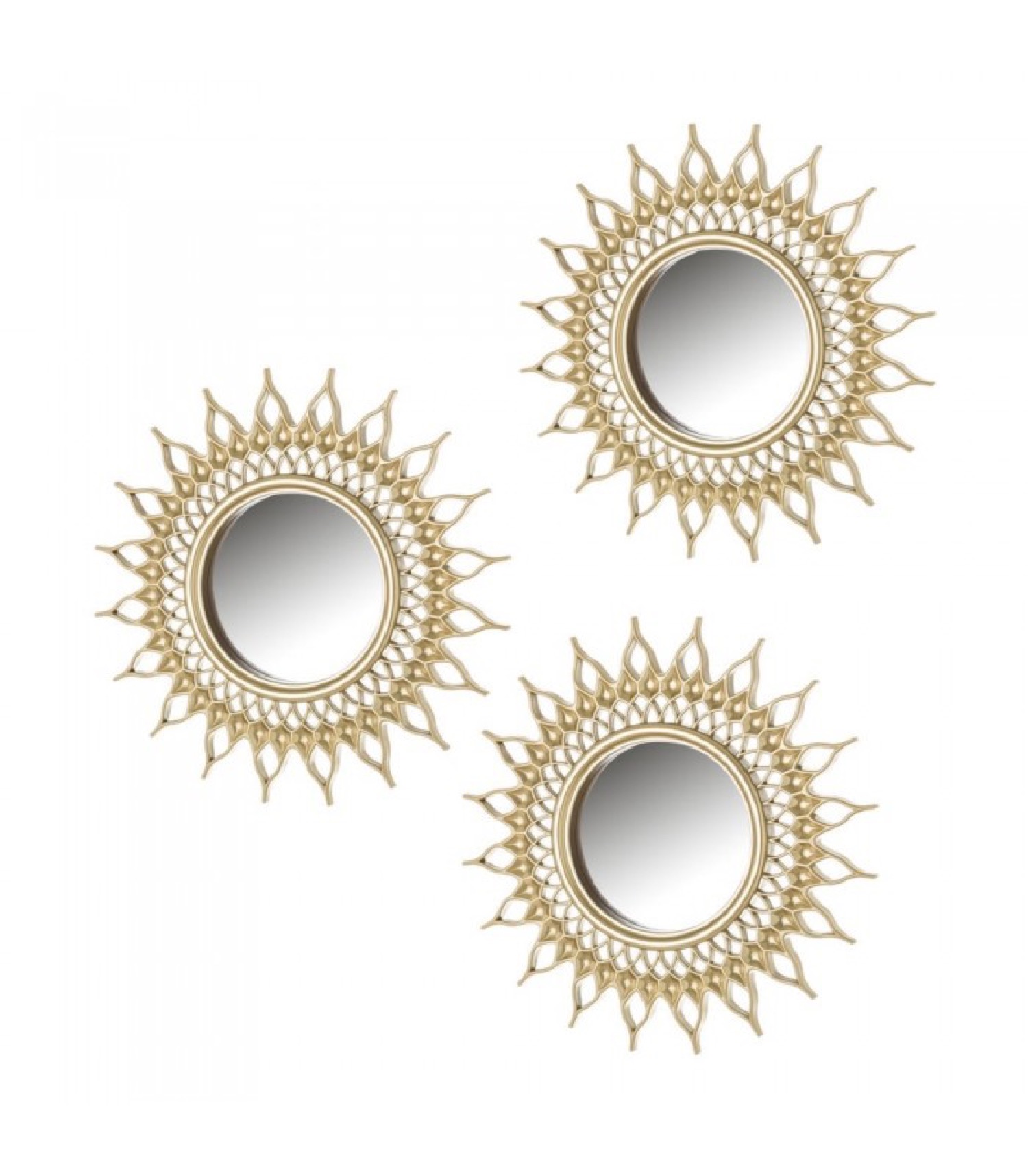 Miroirs ronds soleils dorés - Lot de 3 Miroirs ronds soleils dorés - Lot de 3