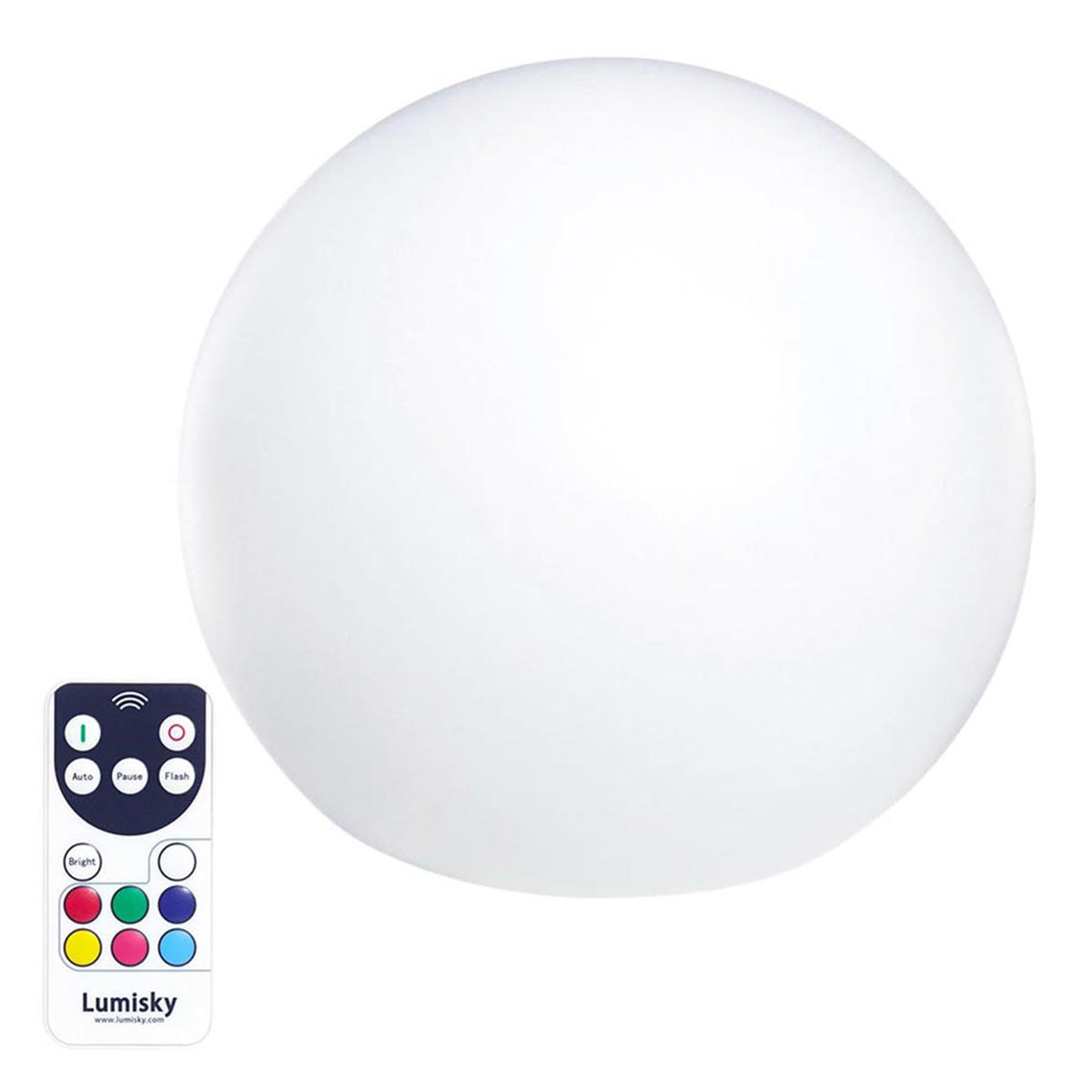 Boule lumineuse sans fil multicolore plastique blanc 20cm