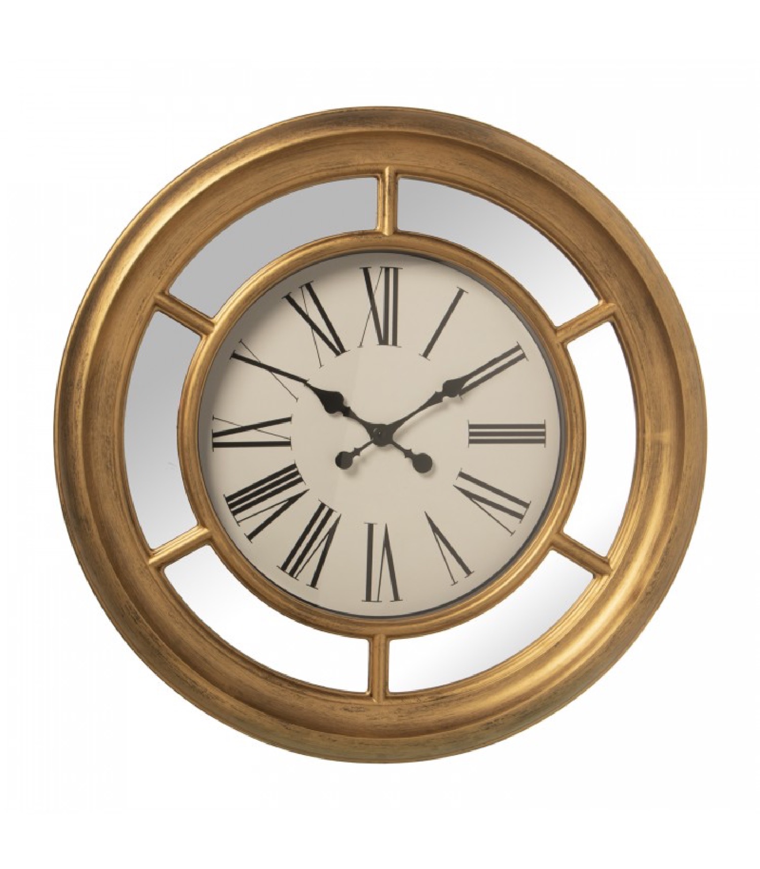 Horloge murale en résine dorée avec miroirs D66 (photo) Horloge murale en résine dorée avec miroirs D66