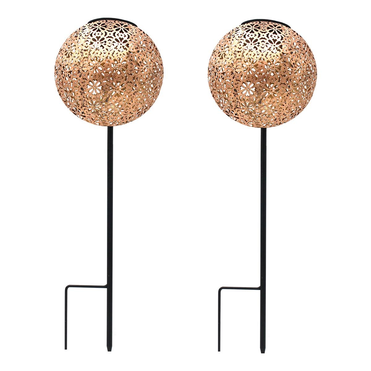 Lot de 2 Balises solaires acier bronze H45cm