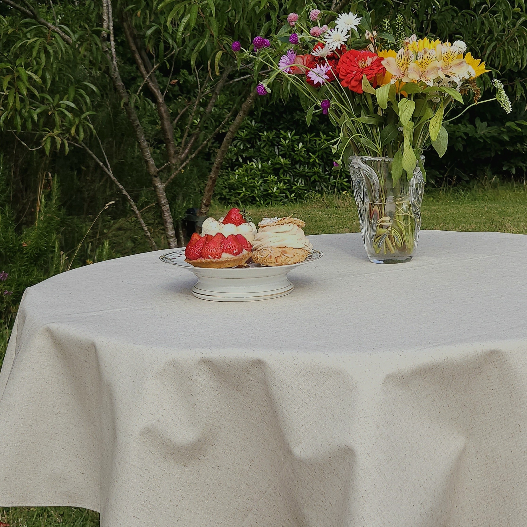 Nappe enduite beige ovale 160 x 240 cm