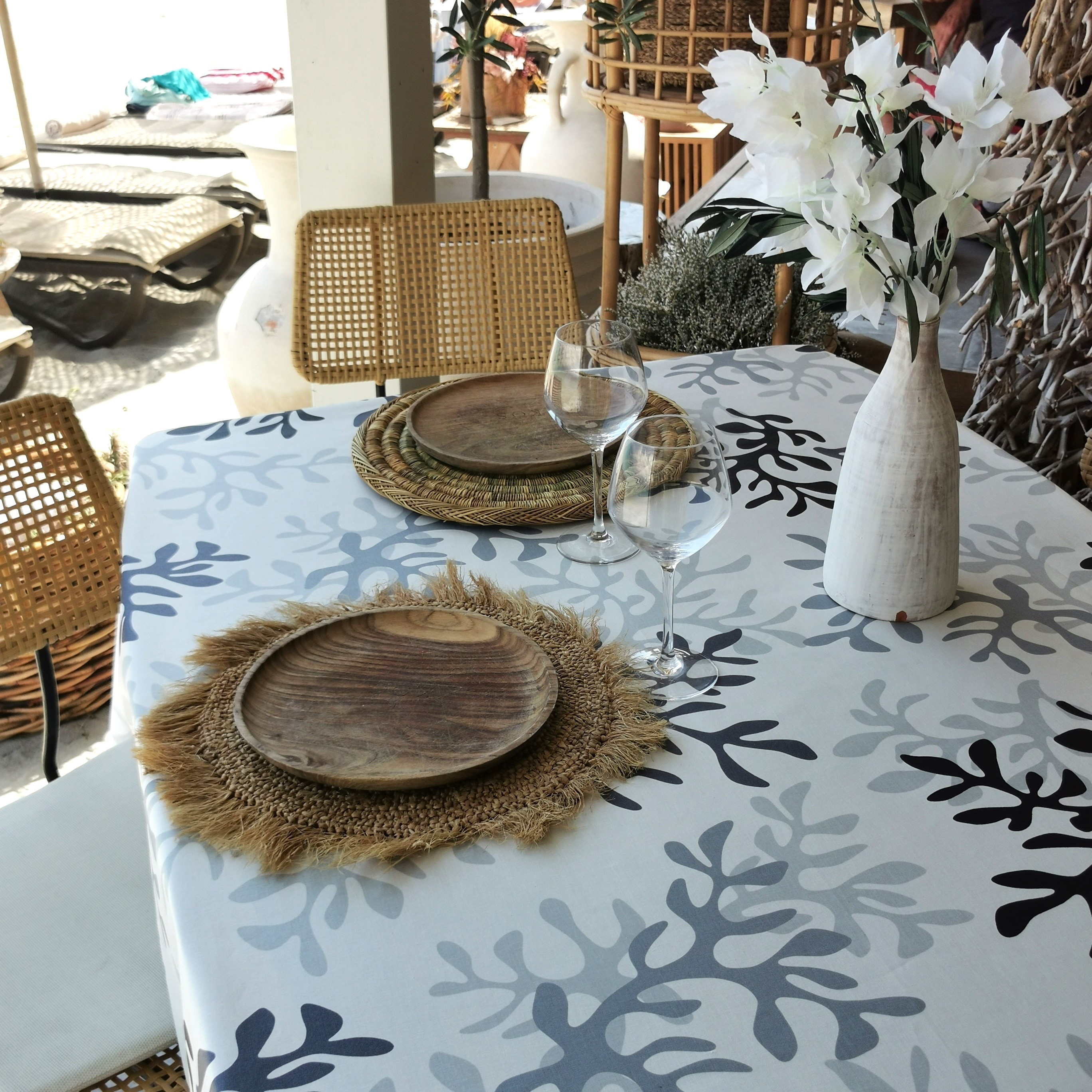 Nappe enduite ovale 160 x 200 cm gris