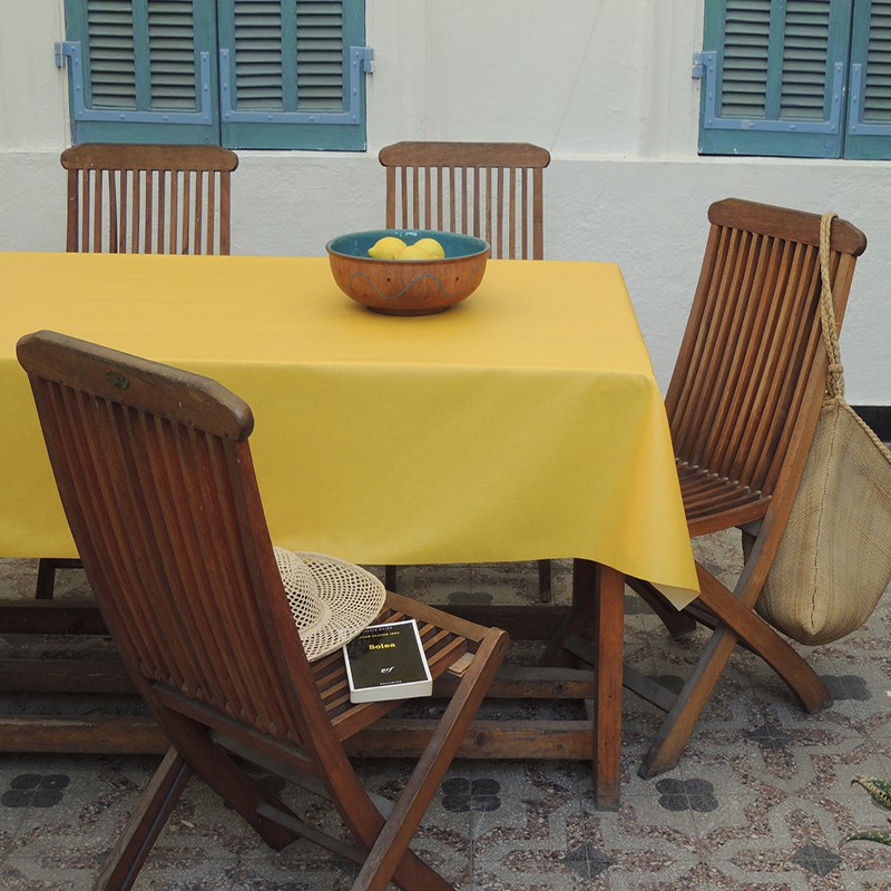 Nappe enduite ronde 160 x 160 cm jaune Nappe enduite ronde 160 x 160 cm jaune