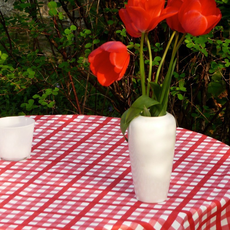 Nappe enduite ronde 160 x 160 cm rouge