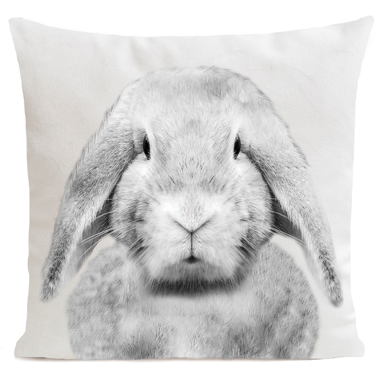 Coussin velours carré imprimé animaux blanc 40x40 (photo) Coussin velours carré imprimé animaux blanc 40x40