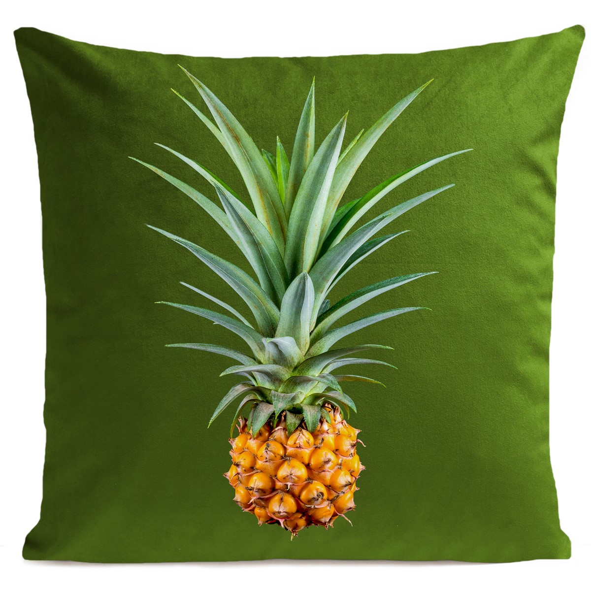 Coussin velours carré imprimé fruits vert pur 40x40 (photo) Coussin velours carré imprimé fruits vert pur 40x40