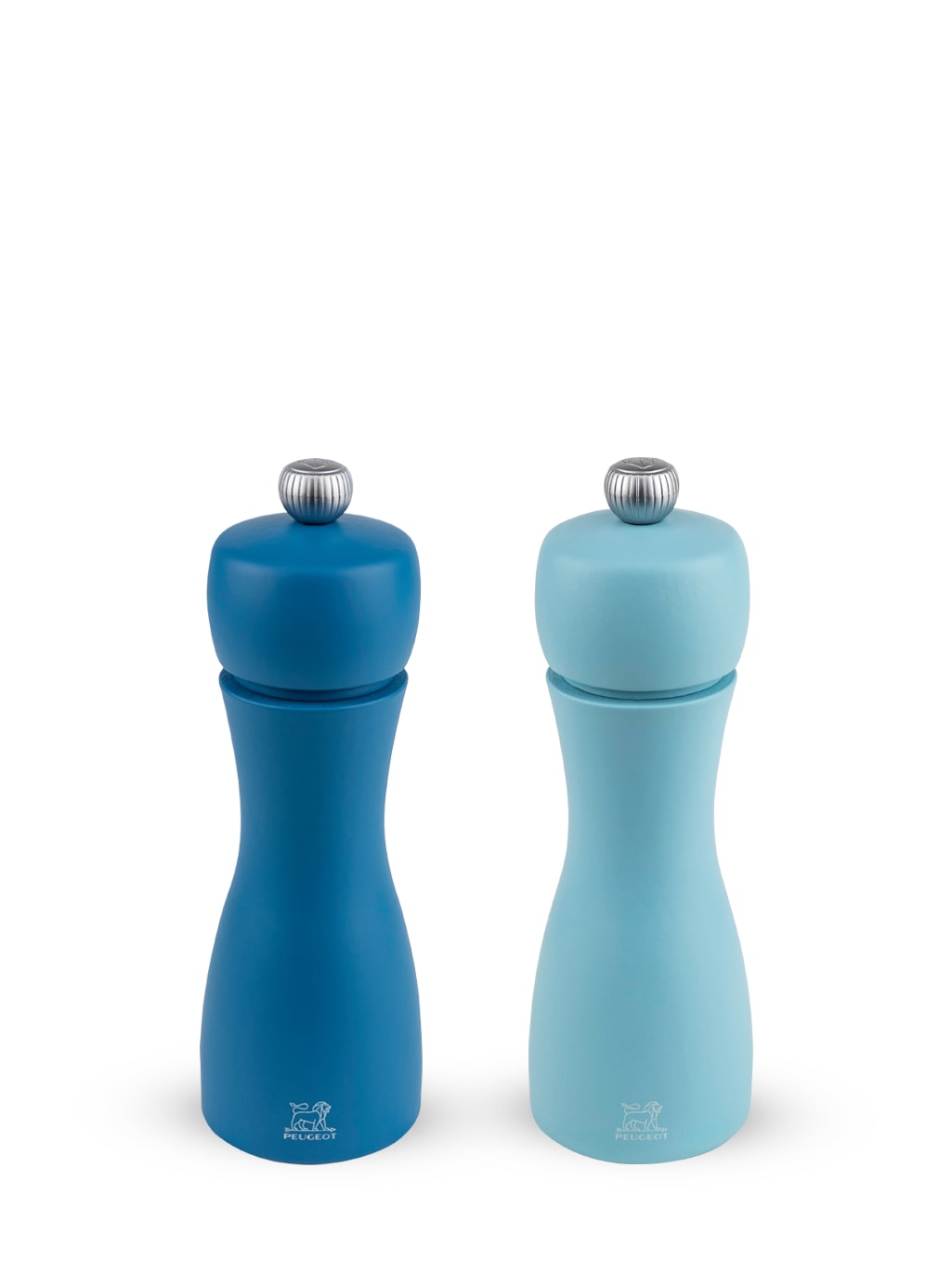 Duo moulins poivre et sel manuels bois bleus H15cm Duo moulins poivre et sel manuels bois bleus H15cm