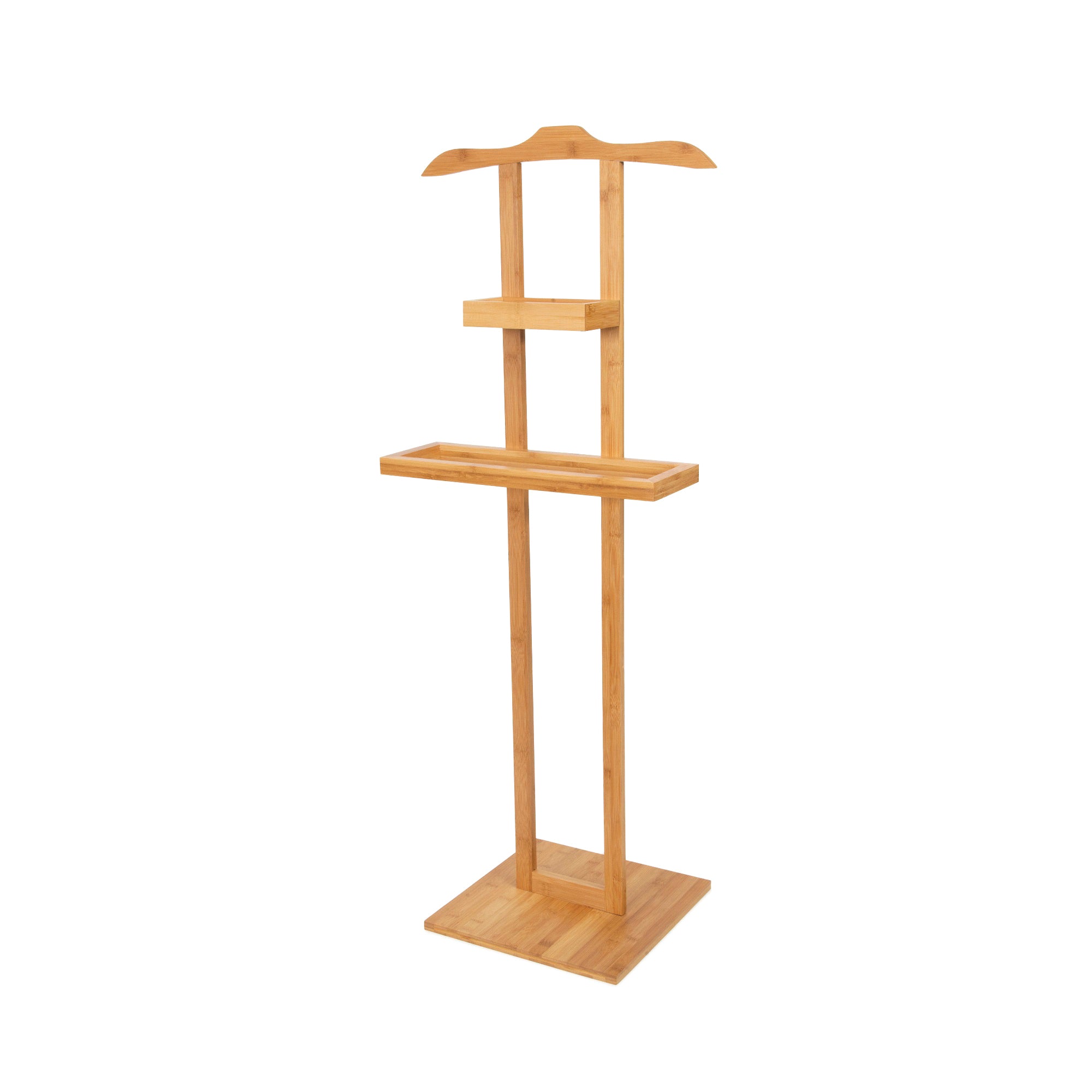 Valet de chambre en bois 2 étagères H115cm (photo) Valet de chambre en bois 2 étagères H115cm