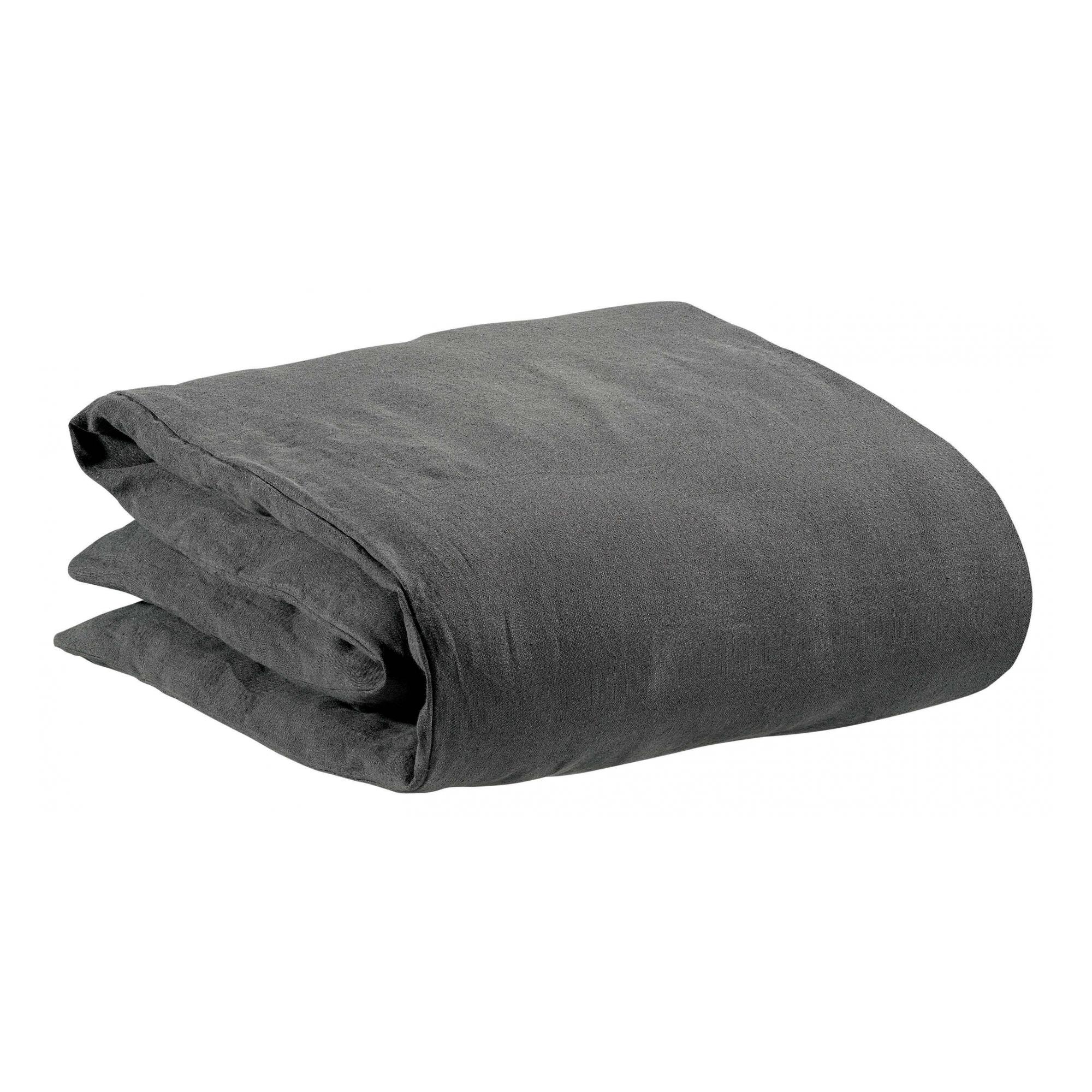 Housse de couette stonewashed en lin tonnerre 260 x 240 Housse de couette stonewashed en lin tonnerre 260 x 240