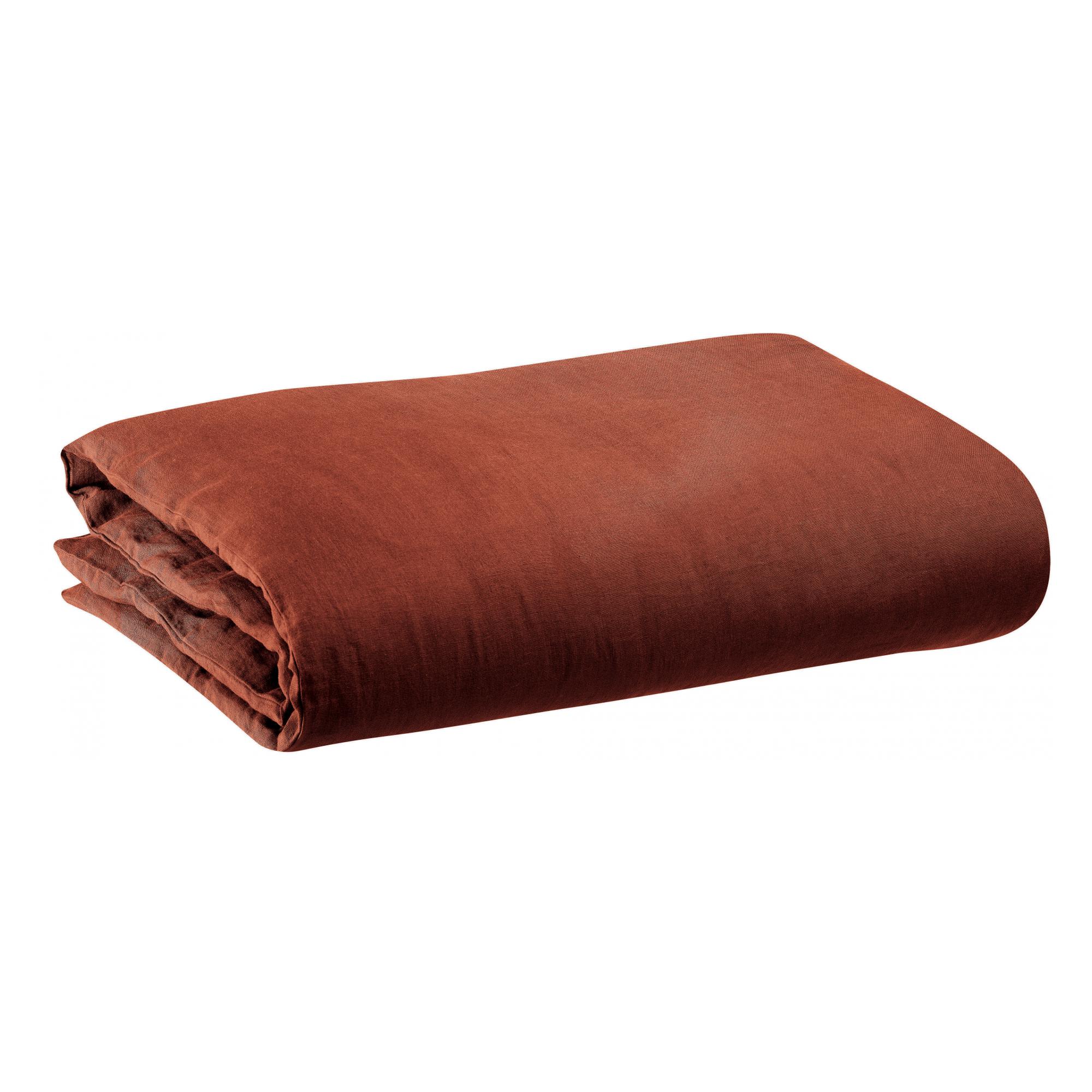 Housse de couette stonewashed en lin caramel 260 x 240 Housse de couette stonewashed en lin caramel 260 x 240