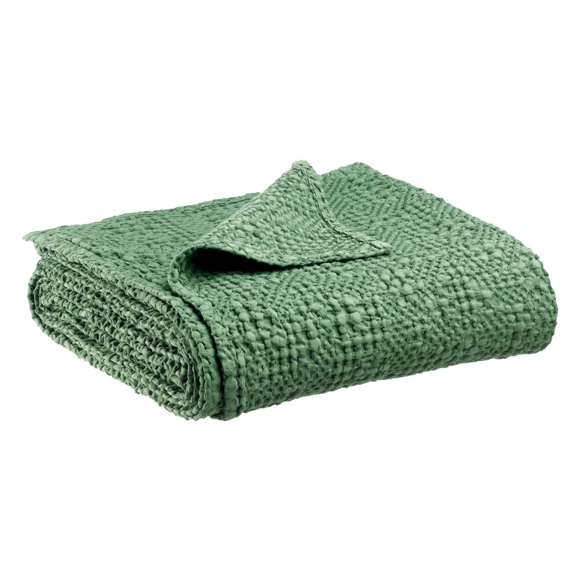 Jeté stonewashed en coton amande 180 x 260 (photo) Jeté stonewashed en coton amande 180 x 260