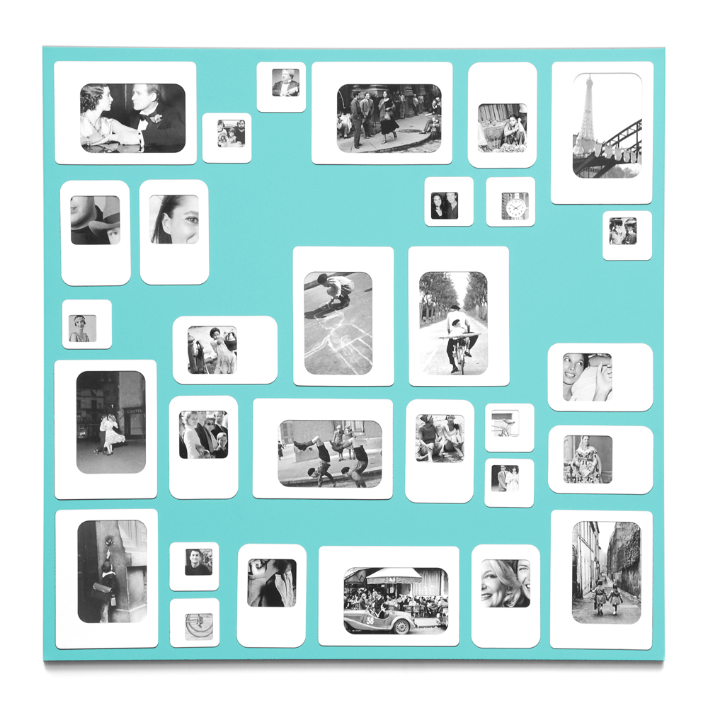 Cadre photo design pêle mêle bleu ciel 69x69cm Cadre photo design pêle mêle bleu ciel 69x69cm