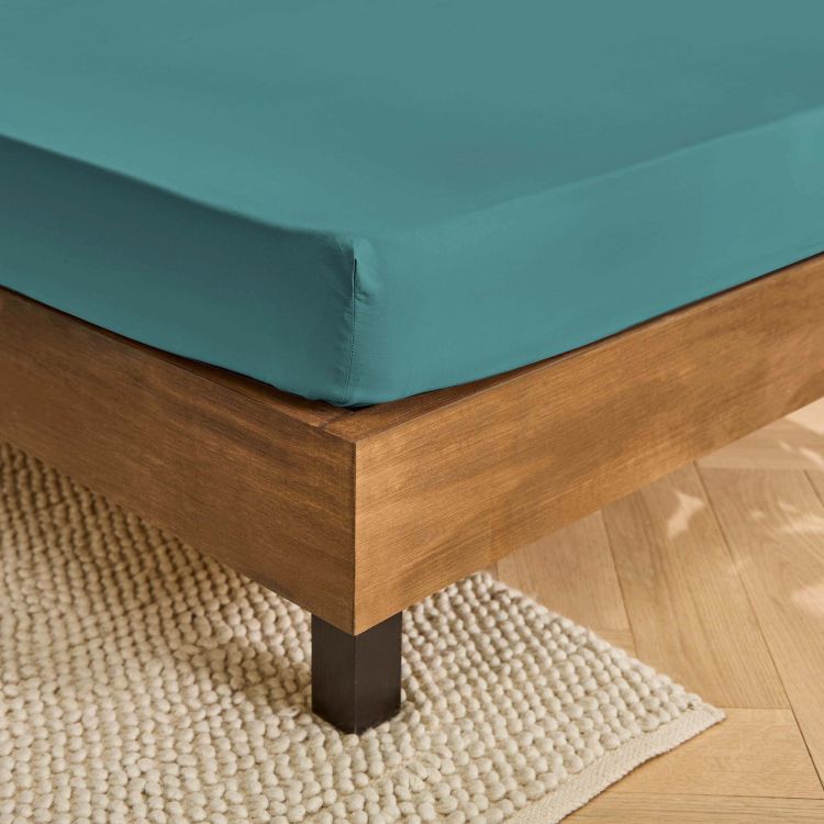 Drap housse en percale petrole 140x200 Drap housse en percale petrole 140x200