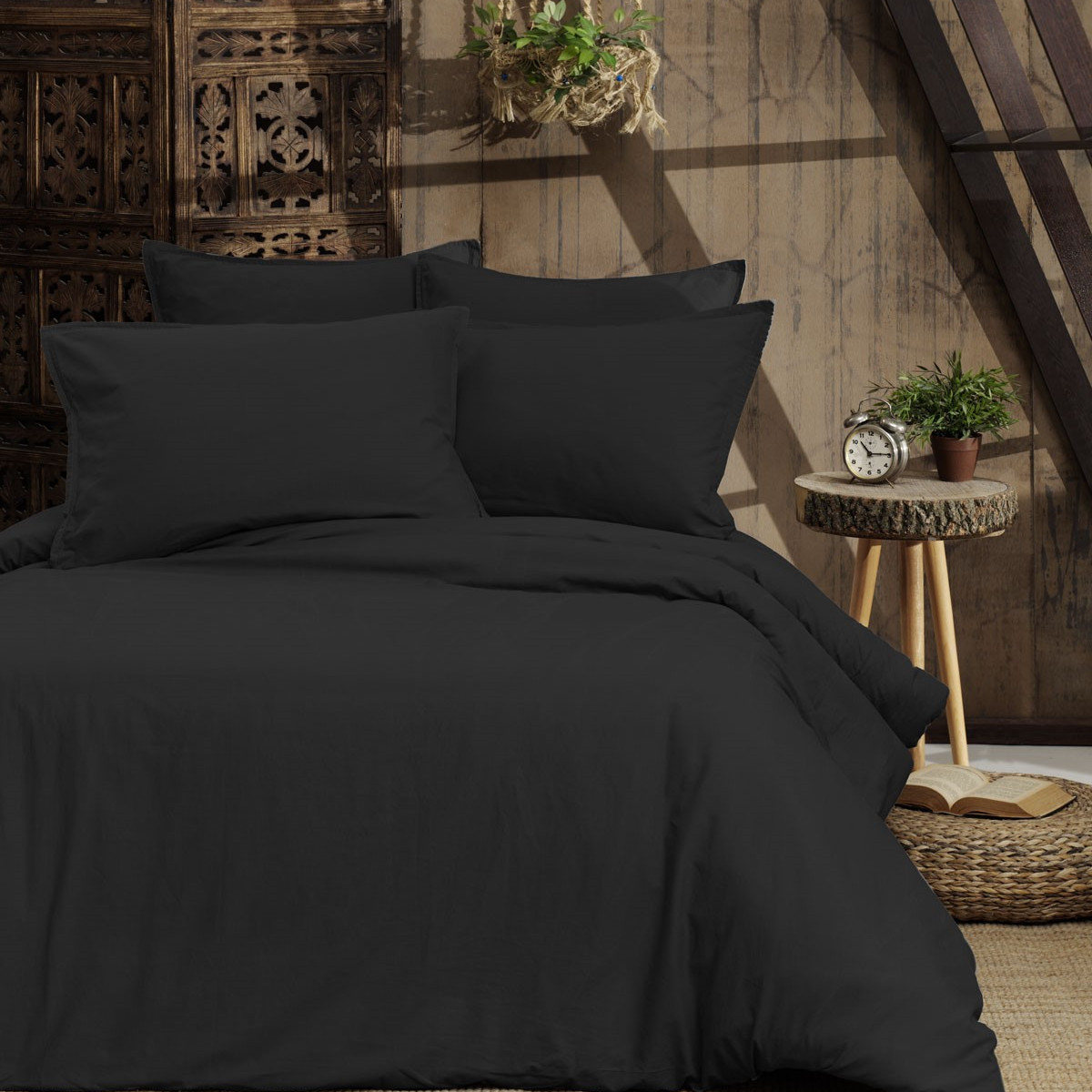 Housse de couette en coton lavé bio Carbone 140x200 cm