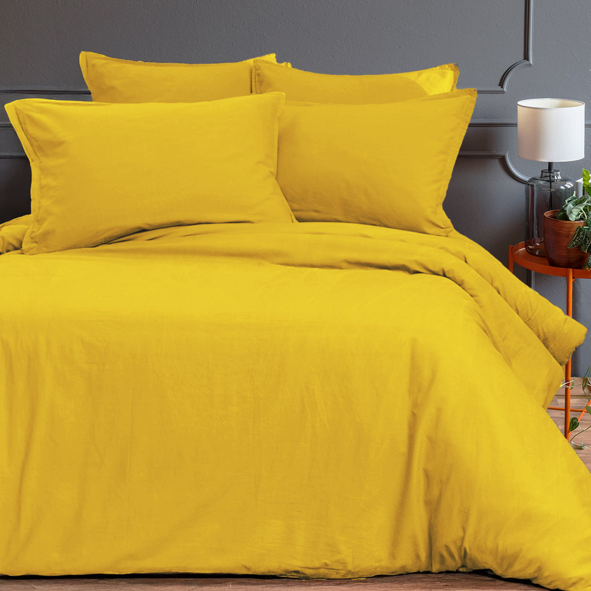 Housse de couette en coton lavé bio Miel 240x220 cm