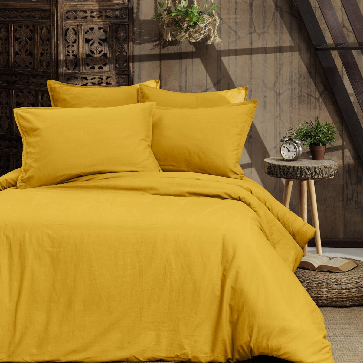 Housse de couette en coton lavé bio Miel 140x200 cm