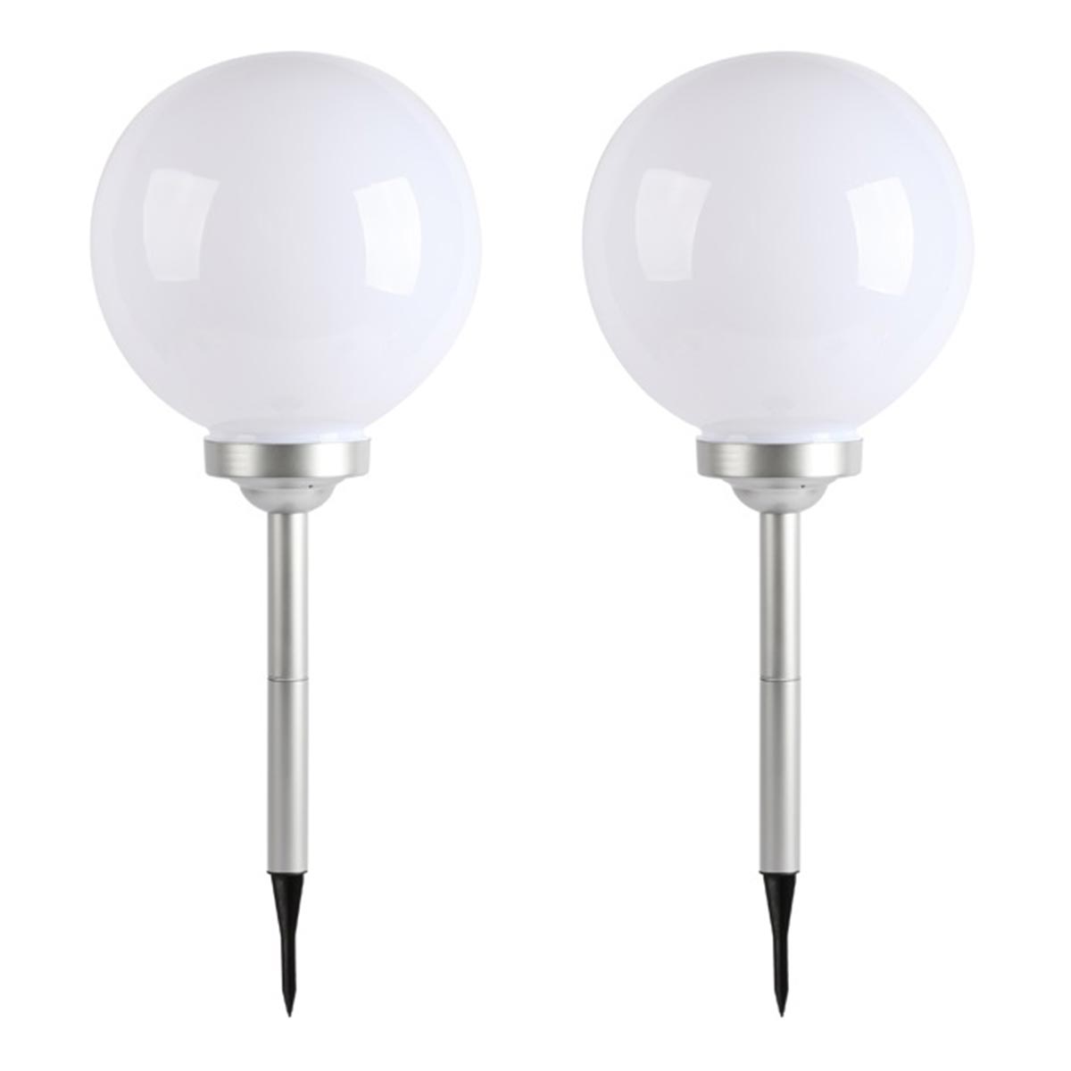 2 boules solaires à piquer Plastique Blanc ∅30cm