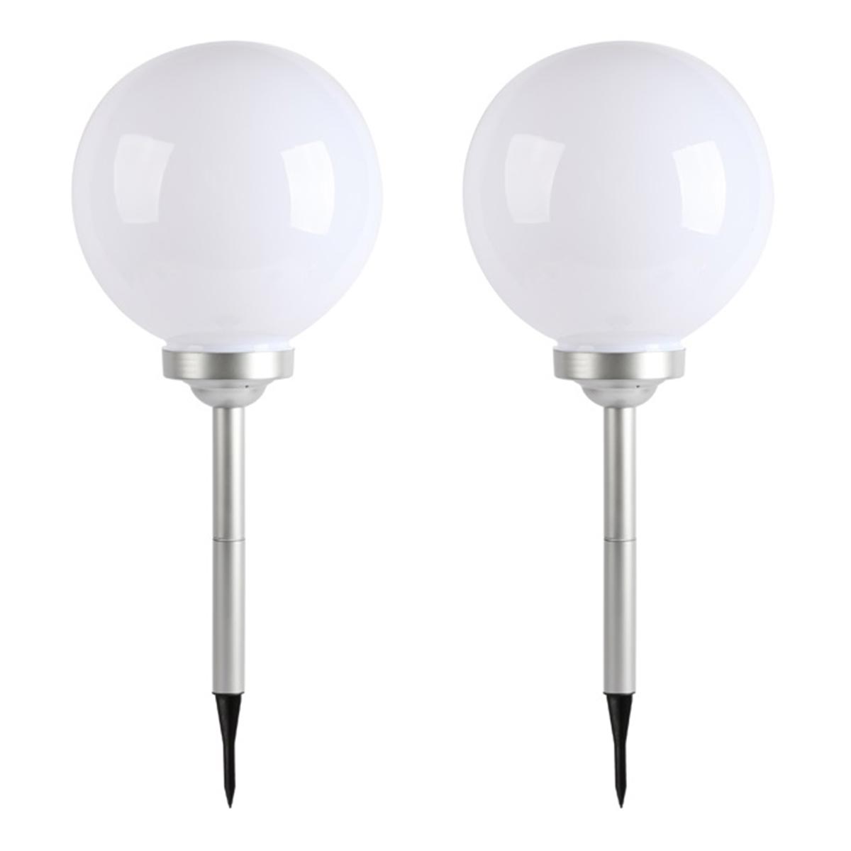 Lot de 2 Boules solaires plastique blanc ∅30 cm