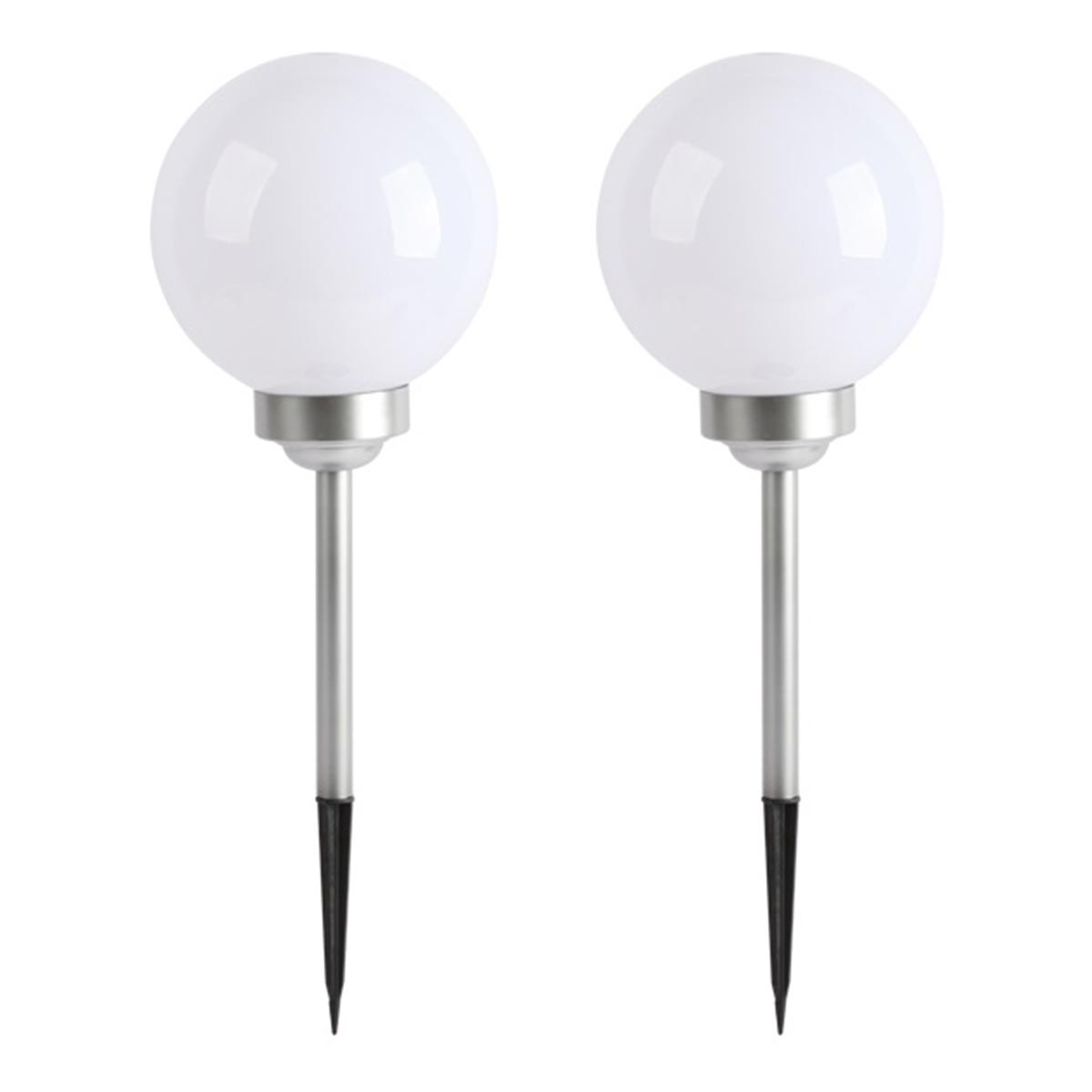 Lot de 2 Boules solaires plastique blanc ∅20 cm