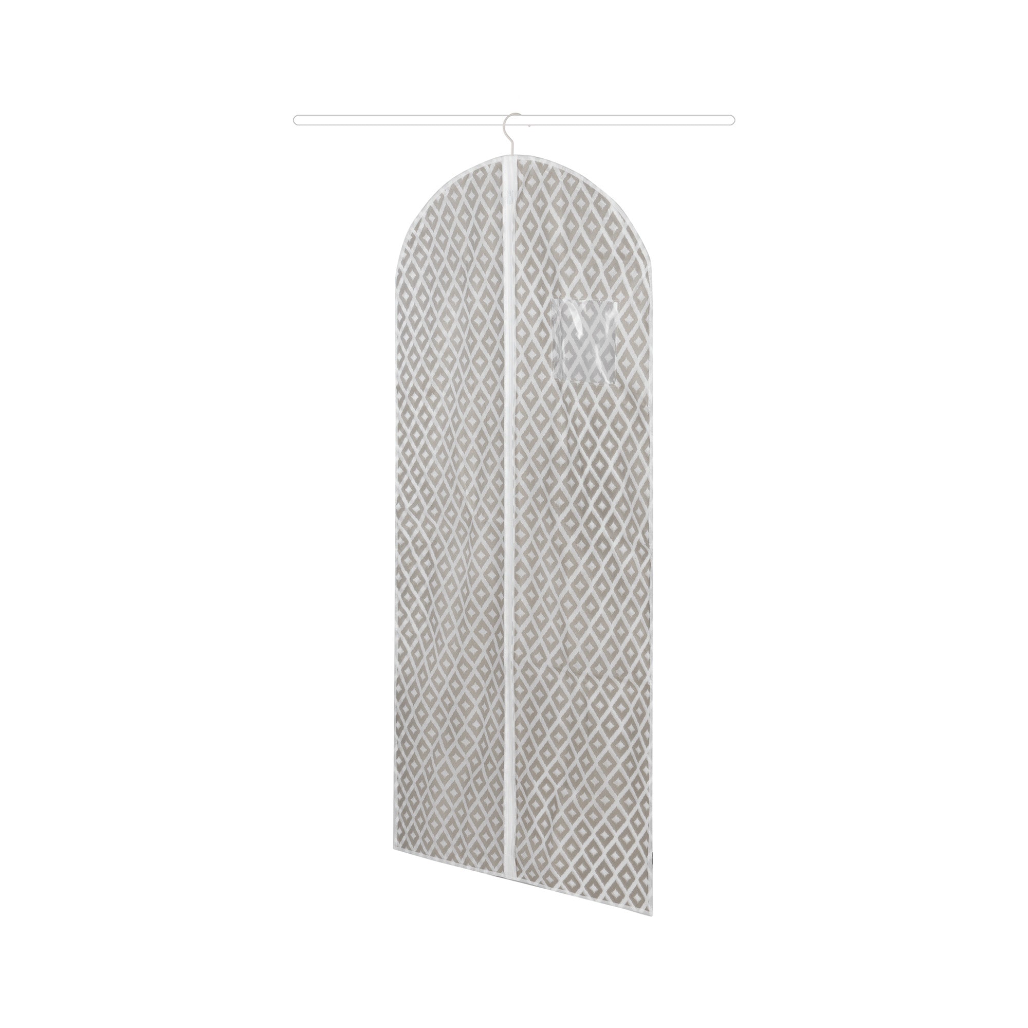 Housse pour vêtements taupe à losanges 60x137cm (photo) Housse pour vêtements taupe à losanges 60x137cm