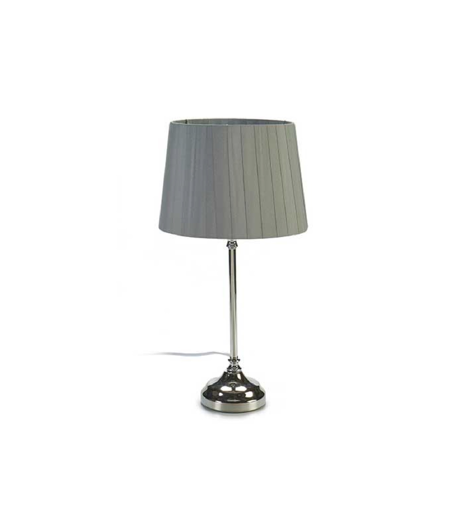 Lampe à poser en métal argenté et abat-jour gris H45cm Lampe à poser en métal argenté et abat-jour gris H45cm