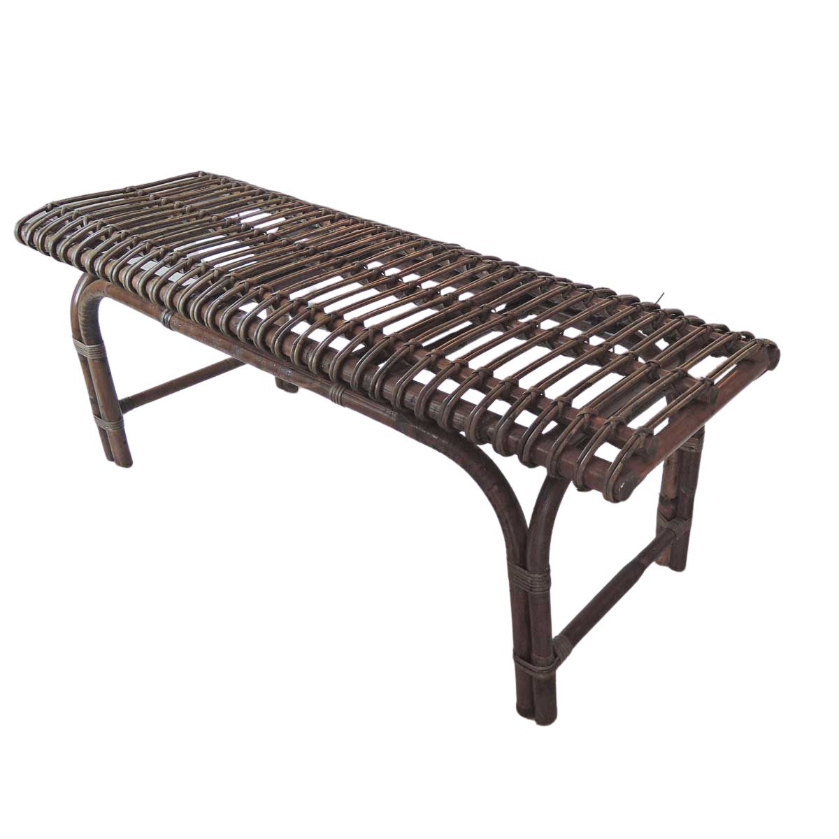 Banc bout de lit en rotin tressé bois clair (photo) Banc bout de lit en rotin tressé bois clair