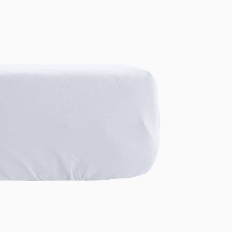 Drap housse en lin coton blanc 140x190