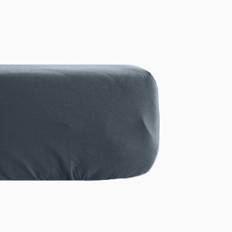 Drap housse en lin coton gris 140x190