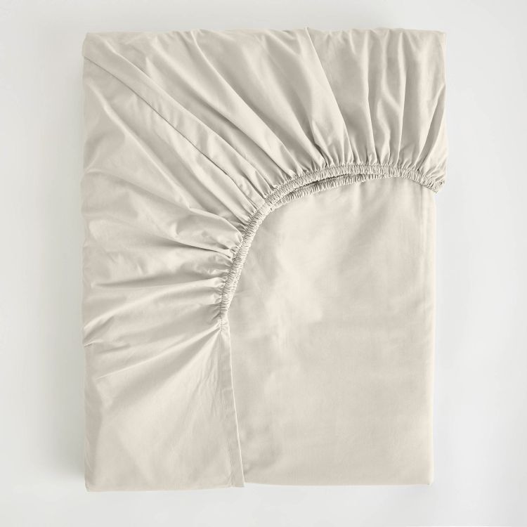 Drap housse en percale beige 180x200 Drap housse en percale beige 180x200