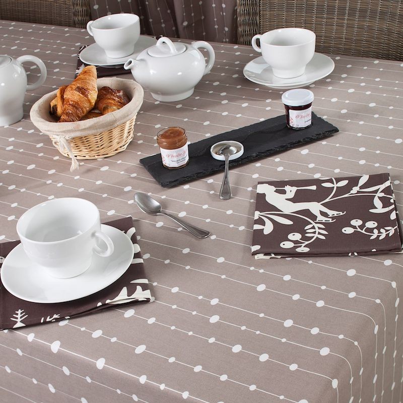 Nappe enduite ronde 160 x 160 cm marron